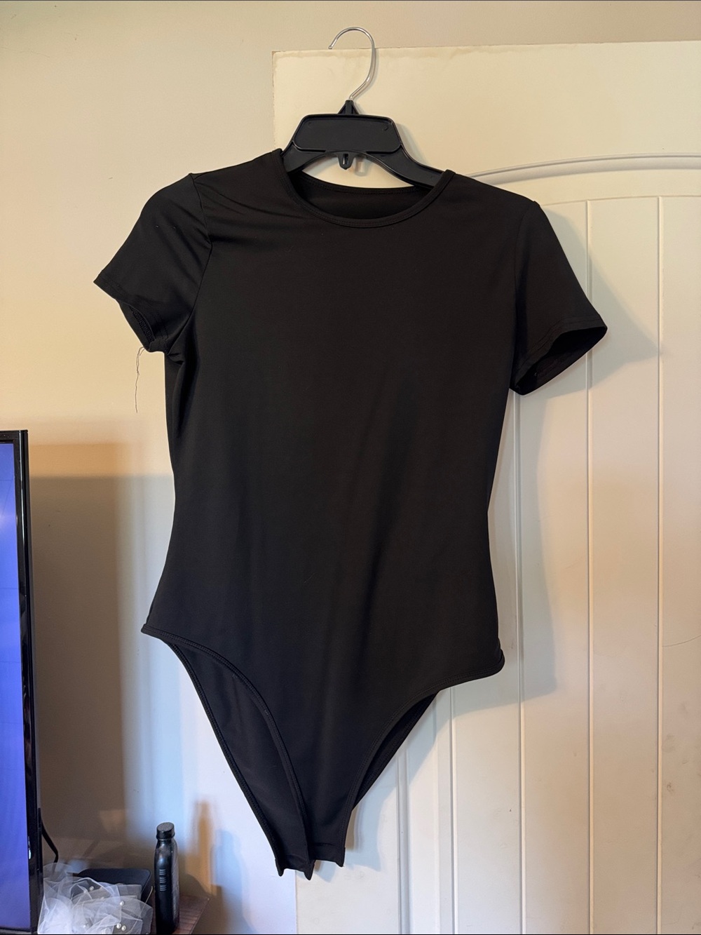 SHEIN Black Short Sleeve Snap Closure Bodysuit